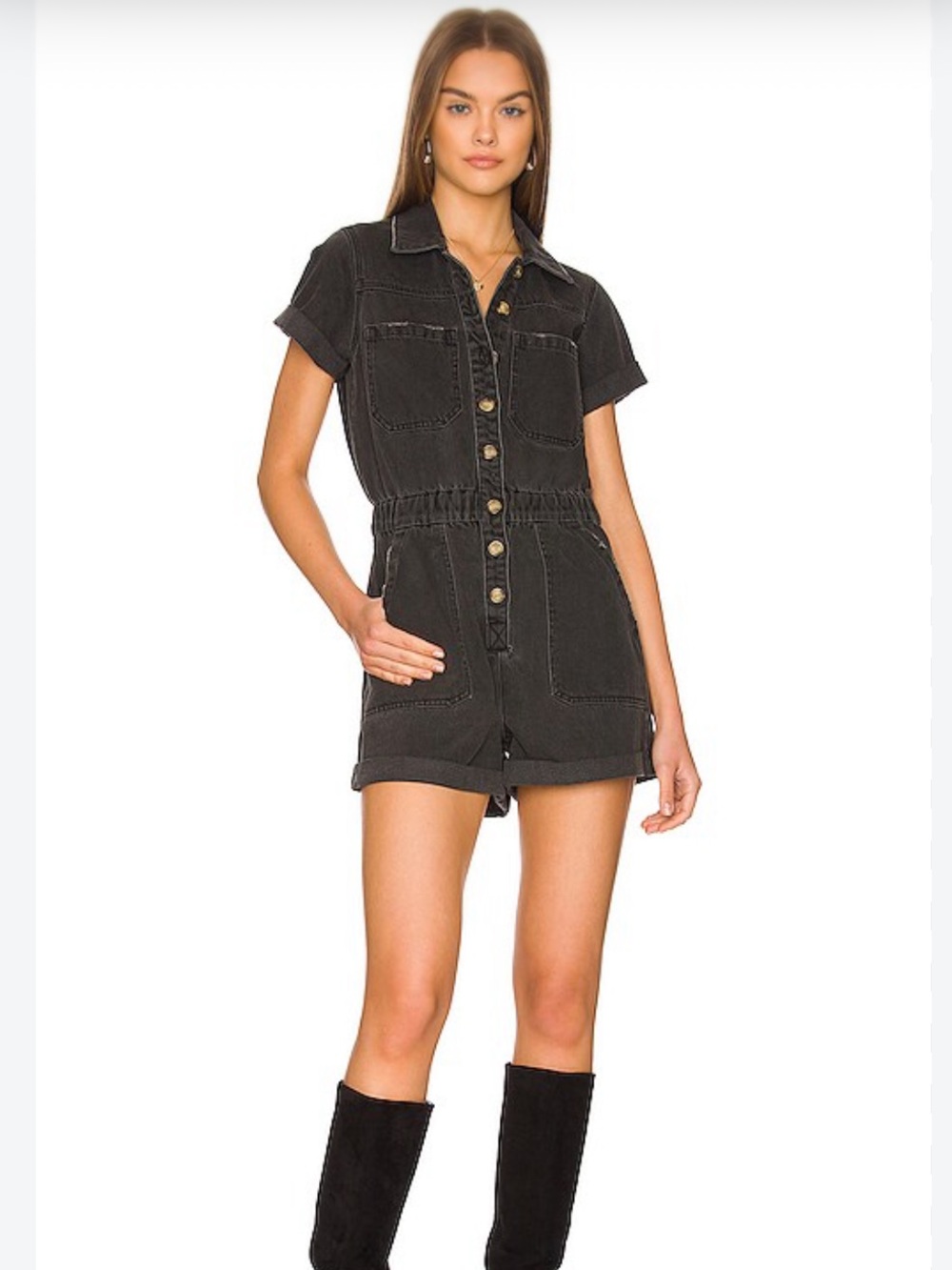 EUC! Show Me Your Munu Black Denim Festival Romper